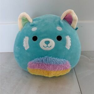 Squishmallows Vanessa The Red Panda Bear Rainbow Blue Stuffed Plush